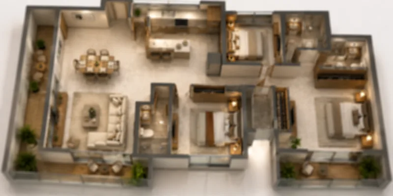Godrej Verano 3 BHK floor plan 3D layout, 2,150 sq ft, Sector 63A Gurgaon