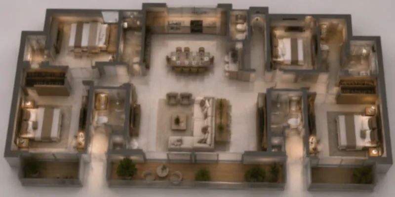 Godrej Verano 4 BHK with servant room floor plan 3D layout, 2,950 sq ft, Sector 63A Gurgaon